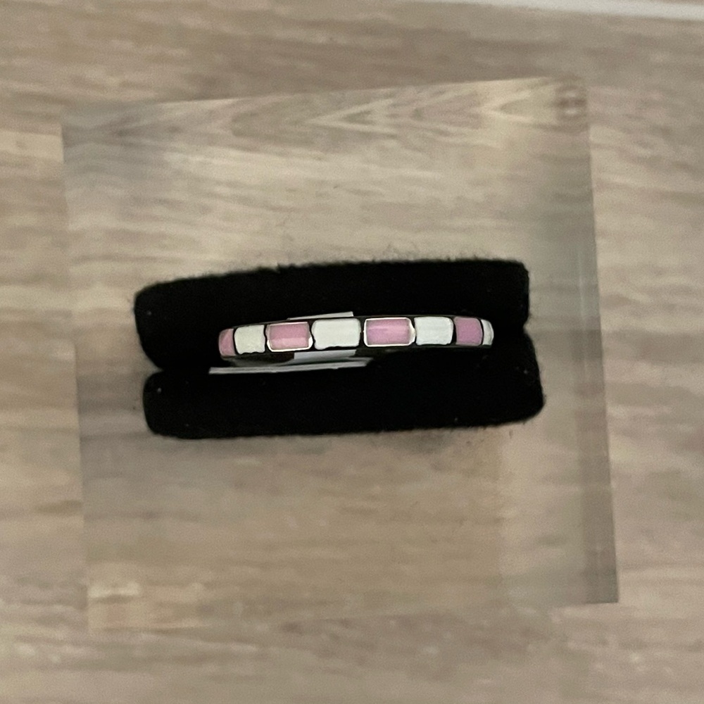 🆕 Stamped S925 Sterling Pink and White Pastel Band Ring -Size 7 - Picture 2 of 13